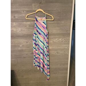 Lilly Pulitzer Tropical Stripe Asymmetrical Hem Tank Dress Size S